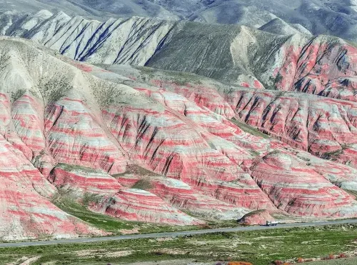 Shahdag and Candy Cane Mountains Tour from Baku with striped mountain scenery