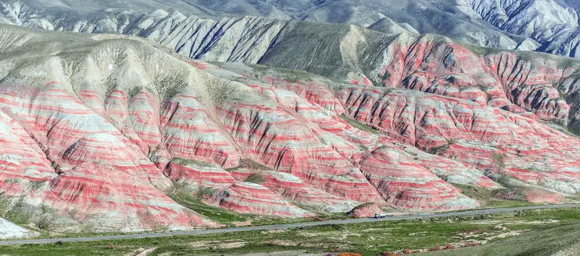 Shahdag and Candy Cane Mountains Tour from Baku with striped mountain scenery
