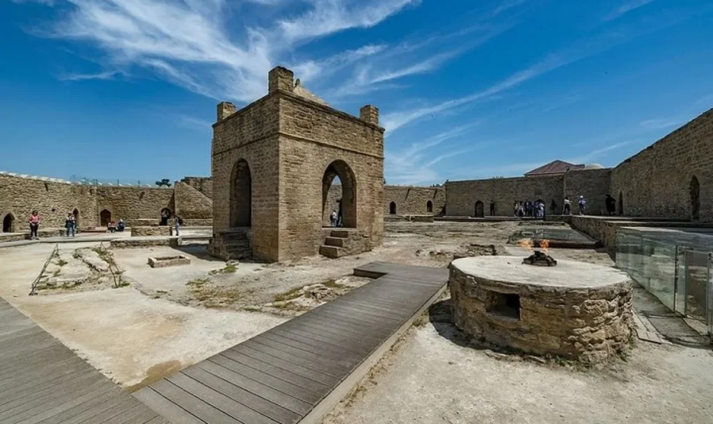 Ateshgah Fire Temple courtyard near Baku, Azerbaijan