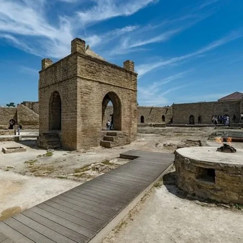 Ateshgah Fire Temple courtyard near Baku, Azerbaijan