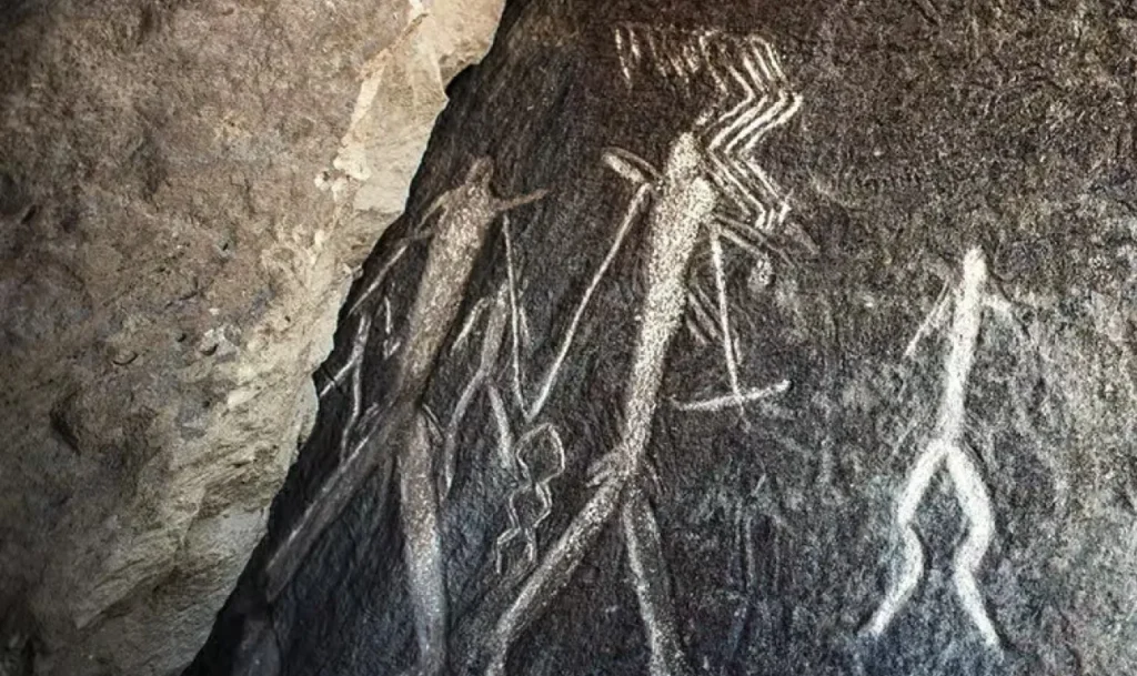 Ancient rock carvings at Gobustan in Azerbaijan