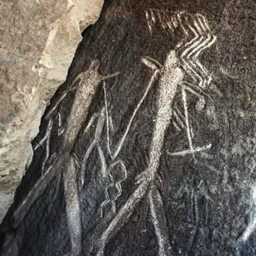 Ancient rock carvings at Gobustan in Azerbaijan